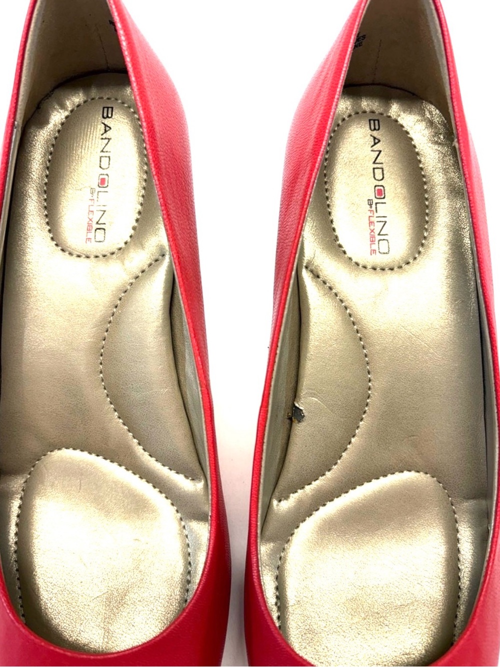 NEW Bandolino Red Genuine Leather Pointed Toe Pumps - 8.5M - Picture 7 of 10